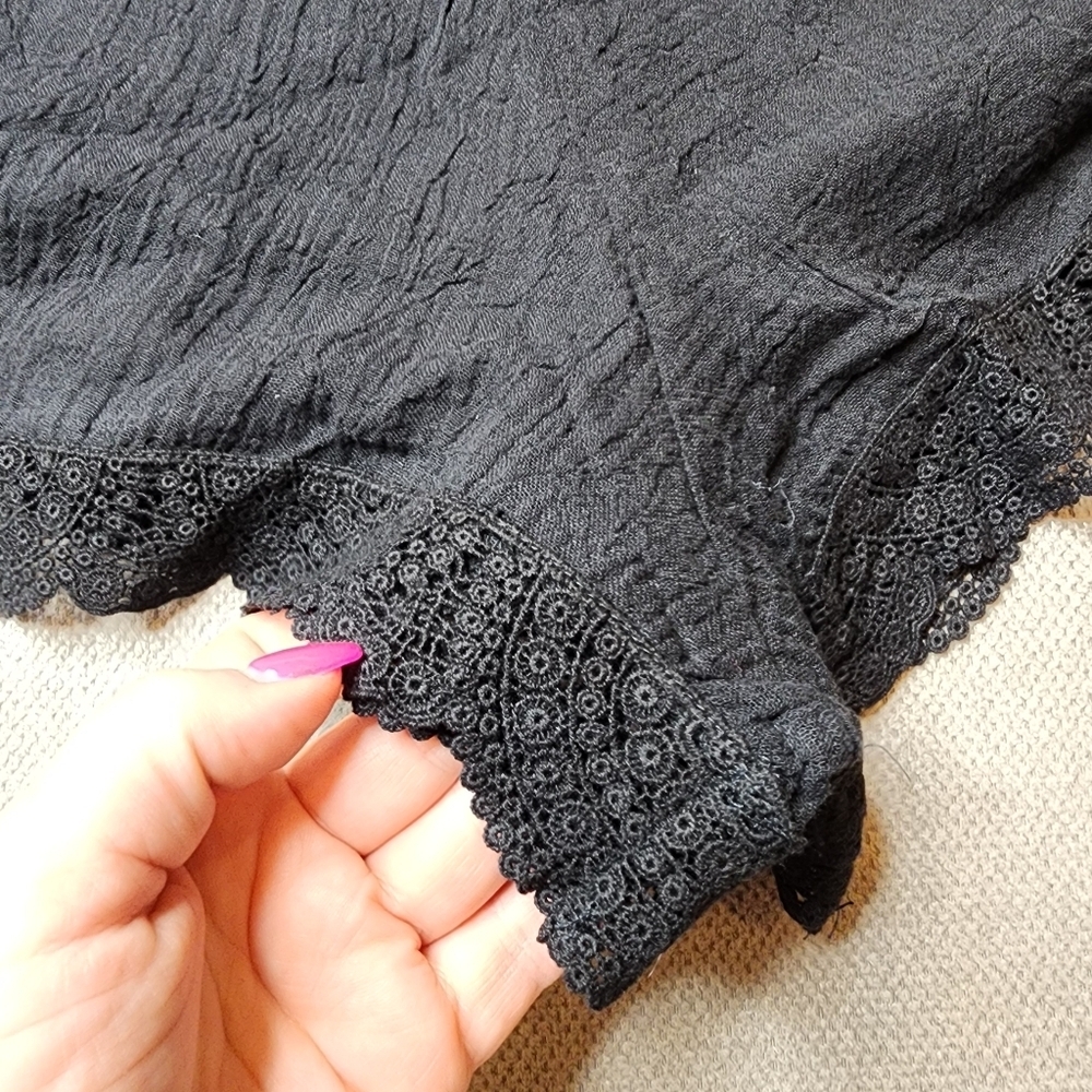 NWT Eberjey Crochet Trim Black Frankie Sol‎ Shorts Coverup Lingerie Cotton M/L - Picture 12 of 12